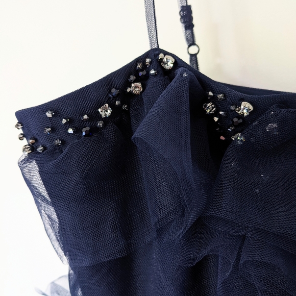NEW BCBGMAXAZRIA Navy Tulle Swarovski Crystals Formal Dress Gown #IBA6269234 - Picture 6 of 12